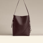 OLEADA NYC Bucket Bag > Leather Tote Bag For Women > Large Capacity Handbag > Convertible To Shoulder Bag > stylish 14 inch laptop bag Color_Chocolate Marina Soft Bucket