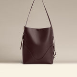 OLEADA NYC Bucket Bag > Leather Tote Bag For Women > Large Capacity Handbag > Convertible To Shoulder Bag > stylish 14 inch laptop bag Color_Chocolate Marina Soft Bucket
