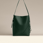 OLEADA NYC Bucket Bag > Leather Tote Bag For Women > Large Capacity Handbag > Convertible To Shoulder Bag > stylish 14 inch laptop bag Color_Forest Marina Soft Bucket