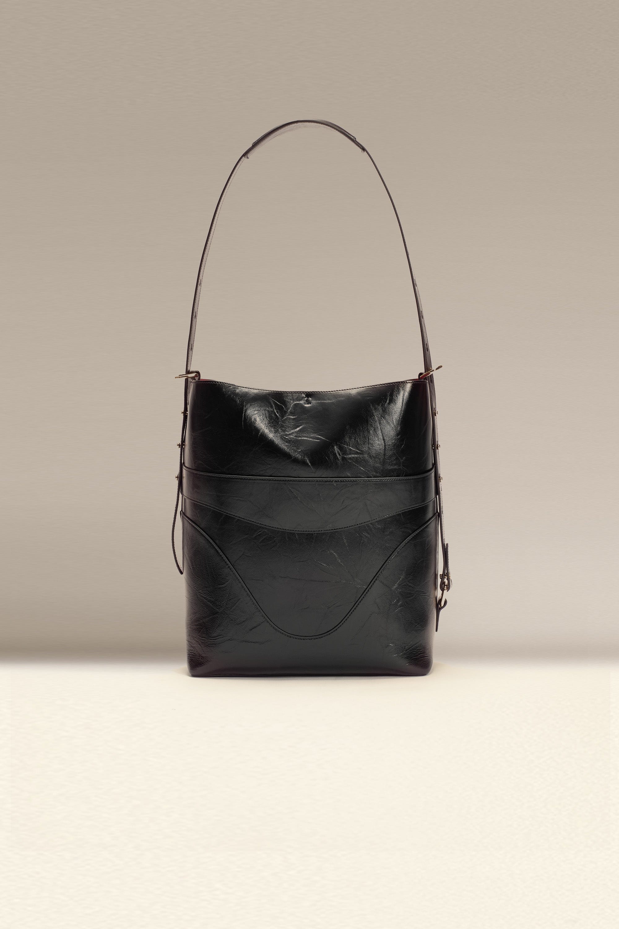 OLEADA NYC Bucket Bag > Leather Tote Bag For Women > Large Capacity Handbag > Convertible To Shoulder Bag > stylish 14 inch laptop bag Color_Obsidian Marina Soft Bucket