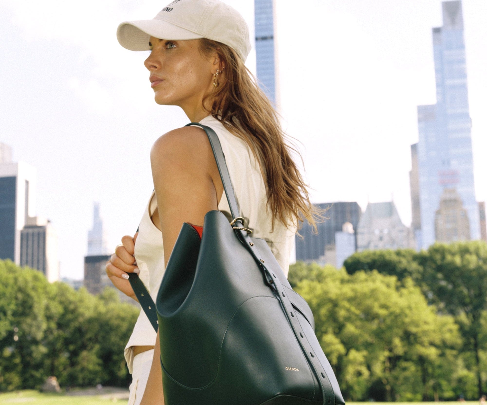 OLEADA NYC Bucket Bag > Leather Tote Bag For Women > Large Capacity Handbag > Convertible To Shoulder Bag > stylish 14 inch laptop bag Marina Soft Bucket