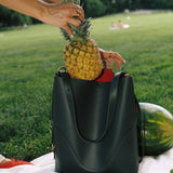 OLEADA NYC Bucket Bag > Leather Tote Bag For Women > Large Capacity Handbag > Convertible To Shoulder Bag > stylish 14 inch laptop bag Marina Soft Bucket