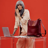 OLEADA NYC Bucket Bag > Leather Tote Bag For Women > Large Capacity Handbag > Convertible To Shoulder Bag > stylish 14 inch laptop bag Marina Soft Bucket