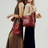 OLEADA NYC Bucket Bag > Leather Tote Bag For Women > Large Capacity Handbag > Convertible To Shoulder Bag > stylish 14 inch laptop bag Marina Soft Bucket