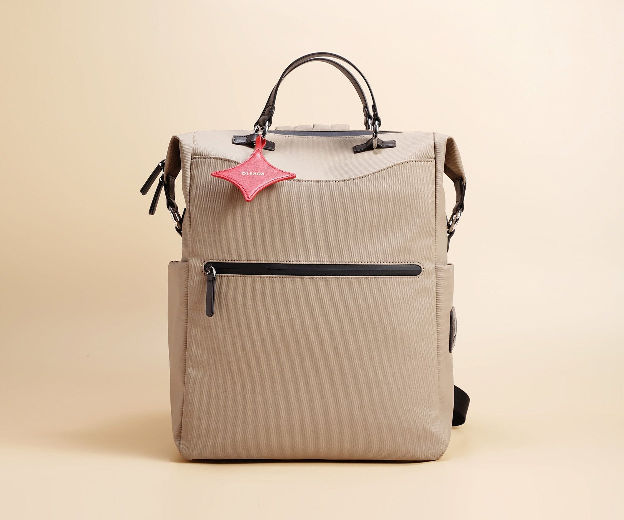 OLEADA NYC Convertible Travel Bags > Work-to-Travel Backpack > Organized Carry Bags > Water-Resistant Vegan Bags > Stylish Multi-Use Backpack Color_Tan Anywear AnyBackpack