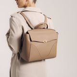 OLEADA NYC Leather Women Work Bag > Convertible To Business Backpack Bag > 14 Inch Laptop Bag > Crossbody Shoulder Bag > Luxury Travel Backpack Wavia Bag Plus