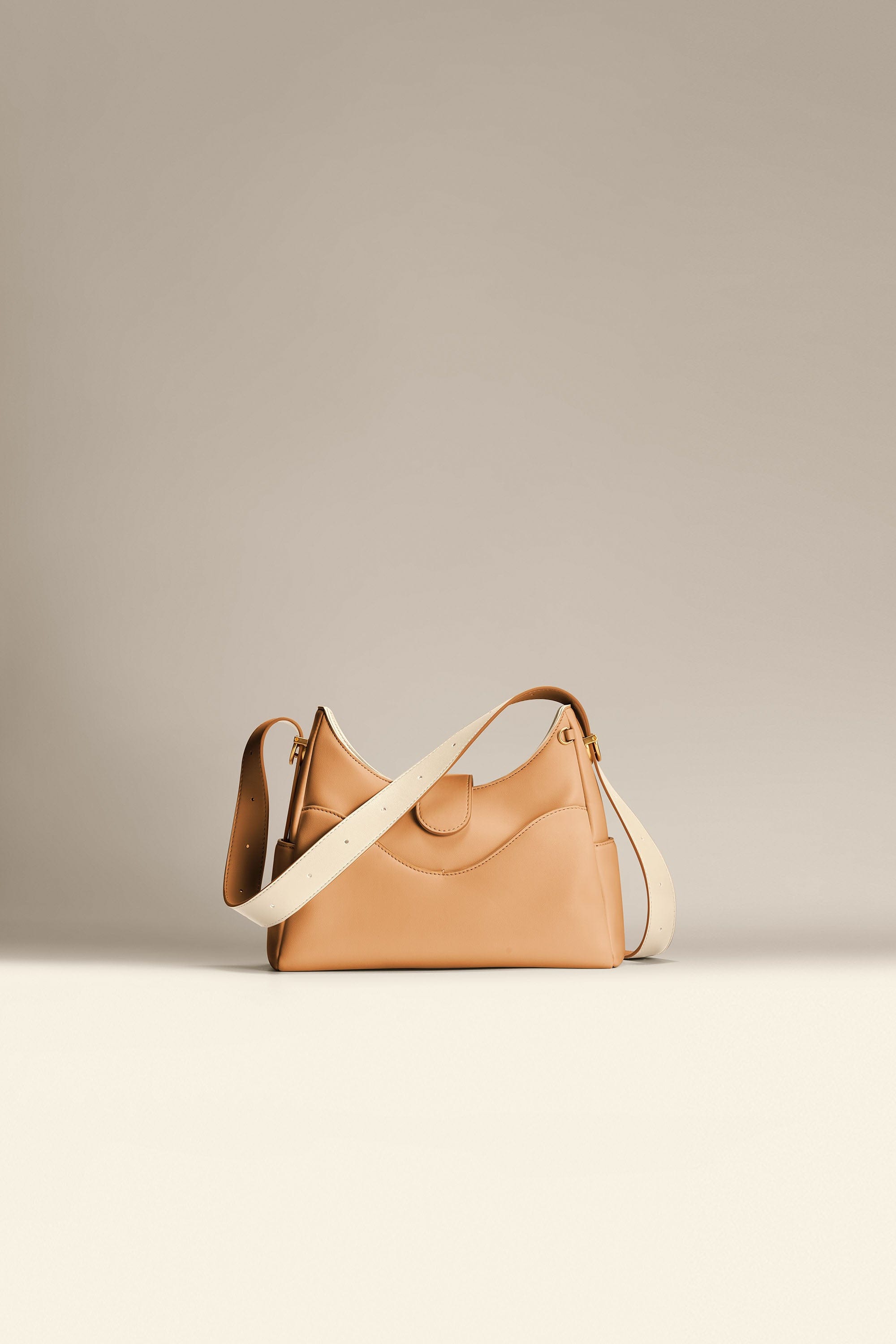 OLEADA NYC Mini Hobo Bag > Women Leather Bag For All Occasions > Compact Capacity Bag > Shoulder Bag > Convertible To Handbag Color_Toffee Mini Reverie Hobo