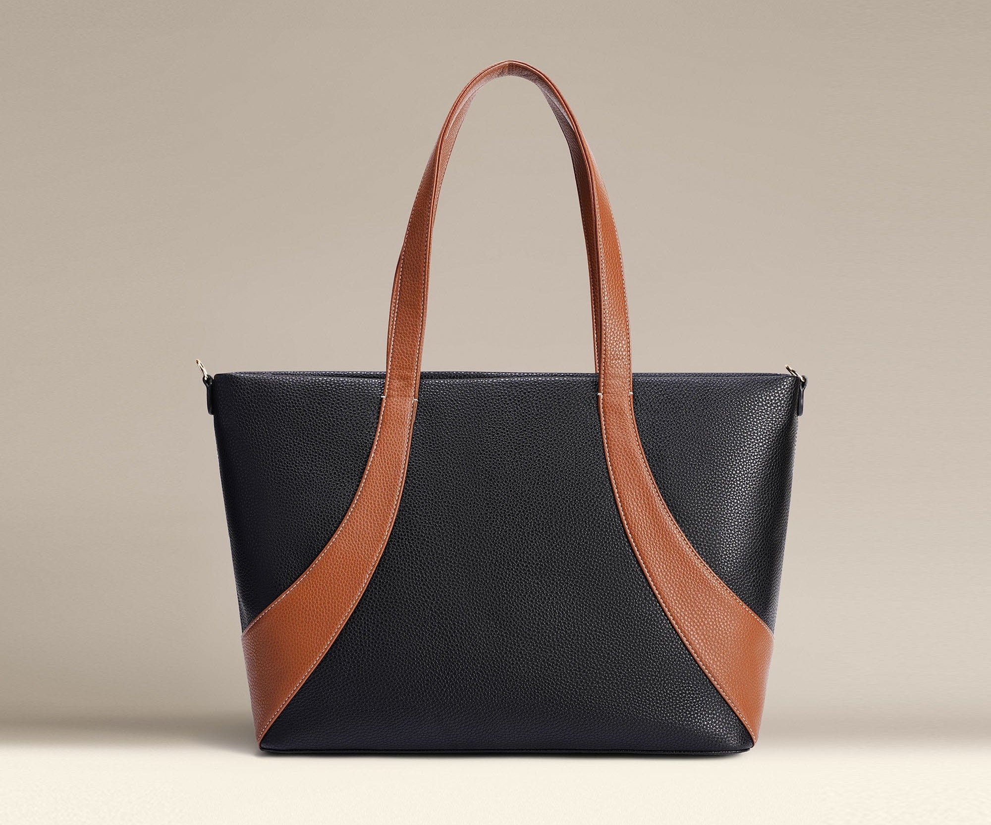OLEADA NYC Work Tote Bag > Leather Work Tote For Women > Large Capacity Bag > 16 Inch Laptop Bag > Convertible To Shoulder Bag Color_Caviar Anchor Tote