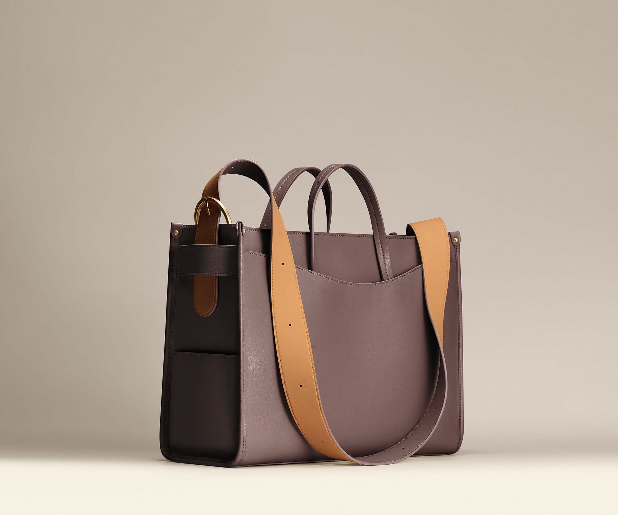 OLEADA NYC Work Tote Bag > Leather Work Tote For Women > Large Capacity Bag > 16 Inch Laptop Bag > Convertible To Shoulder Bag Color_Chocolate Reverie Tote