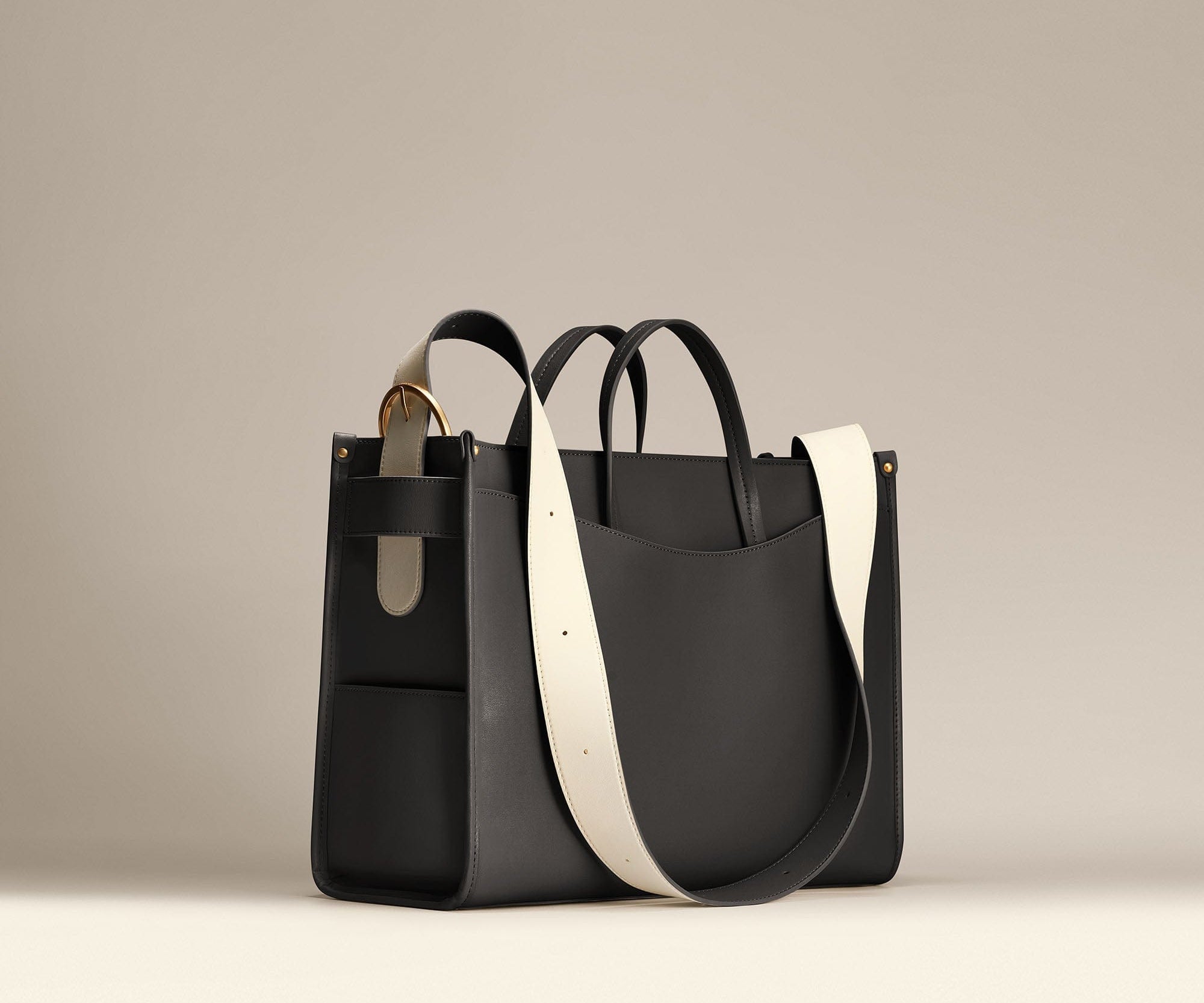 OLEADA NYC Work Tote Bag > Leather Work Tote For Women > Large Capacity Bag > 16 Inch Laptop Bag > Convertible To Shoulder Bag Color_Onyx Reverie Tote