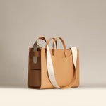 OLEADA NYC Work Tote Bag > Leather Work Tote For Women > Large Capacity Bag > 16 Inch Laptop Bag > Convertible To Shoulder Bag Color_Toffee Reverie Tote
