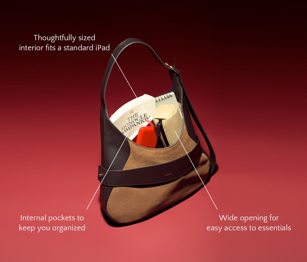 Shop Mini Marina Hobo - OLEADA: Eco-Suede Leather Mini Hobo Work