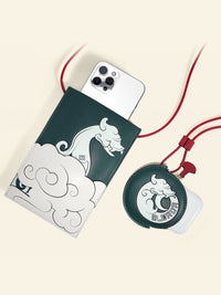 OLEADA Apparel and Accessories > Women > Small Leather Goods > Leather Glasses Case Jade Dragon Airpods Case