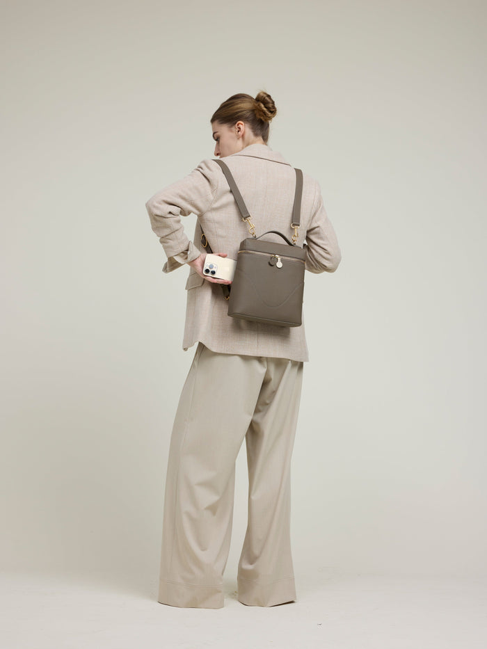 OLEADA Apparel and Accessories > Women Work Bag > Mini Bag > Leather Top Handle Bag > Crossbody Shoulder Bag Anchor Bag Ash