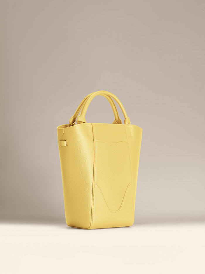 OLEADA Bucket Bag > Leather Tote Bag For Women > Compact Capacity Handbag > Convertible To Shoulder Bag > Tablet-friendly work bag Mini Marina Bucket Lemonade