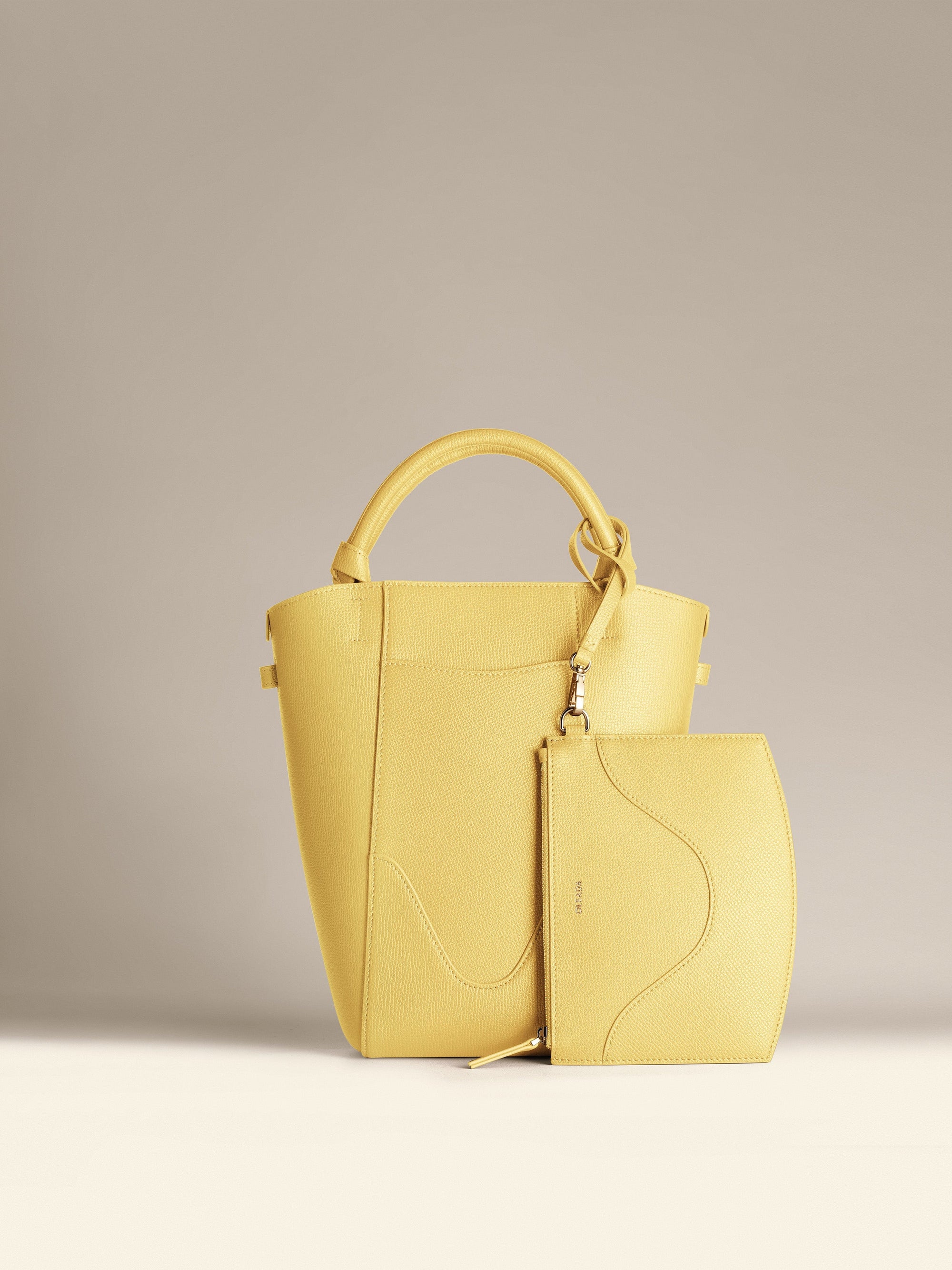 Small Bucket Bag - Lightweight Handbag for Women - Yellow 