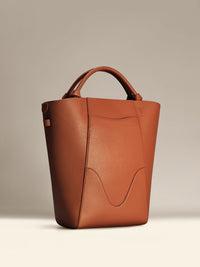 OLEADA Bucket Bag > Leather Tote Bag For Women > Large Capacity Handbag > Convertible To Shoulder Bag > stylish 14 inch laptop bag Marina Bucket Chestnut