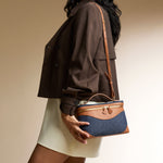 OLEADA Leather Handbag > Women Work Bag > Top Handle Bag > Shoulder Bag > Mini Bag Mini Anchor Bag NutsDenim