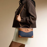 OLEADA Leather Handbag > Women Work Bag > Top Handle Bag > Shoulder Bag > Mini Bag Mini Anchor Bag NutsDenim