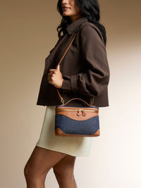 OLEADA Leather Handbag > Women Work Bag > Top Handle Bag > Shoulder Bag > Mini Bag Mini Anchor Bag NutsDenim