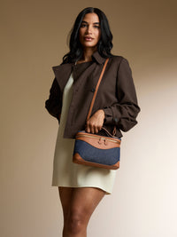 OLEADA Leather Handbag > Women Work Bag > Top Handle Bag > Shoulder Bag > Mini Bag Mini Anchor Bag NutsDenim