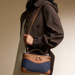 OLEADA Leather Handbag > Women Work Bag > Top Handle Bag > Shoulder Bag > Mini Bag Mini Anchor Bag NutsDenim