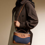 OLEADA Leather Handbag > Women Work Bag > Top Handle Bag > Shoulder Bag > Mini Bag Mini Anchor Bag NutsDenim