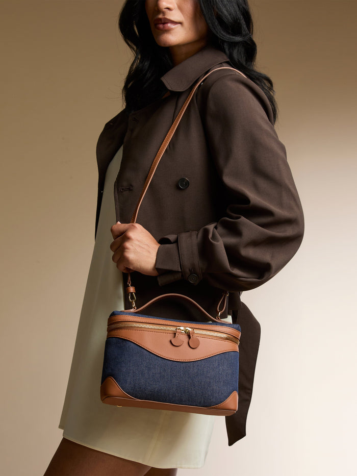 OLEADA Leather Handbag > Women Work Bag > Top Handle Bag > Shoulder Bag > Mini Bag Mini Anchor Bag NutsDenim