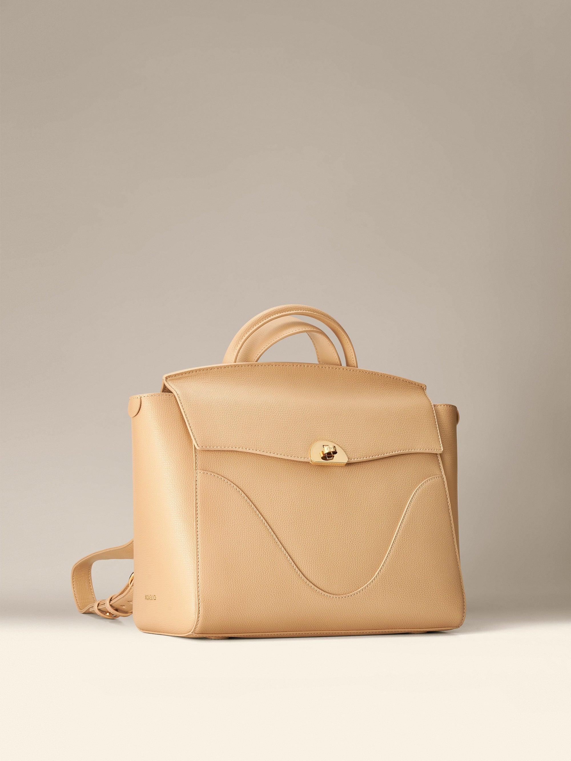 OLEADA Leather Women Work Bag > Convertible To Business Backpack Bag > 13 Inch Laptop Bag > Crossbody Shoulder Bag > Luxury Travel Backpack Wavia Bag Champagne