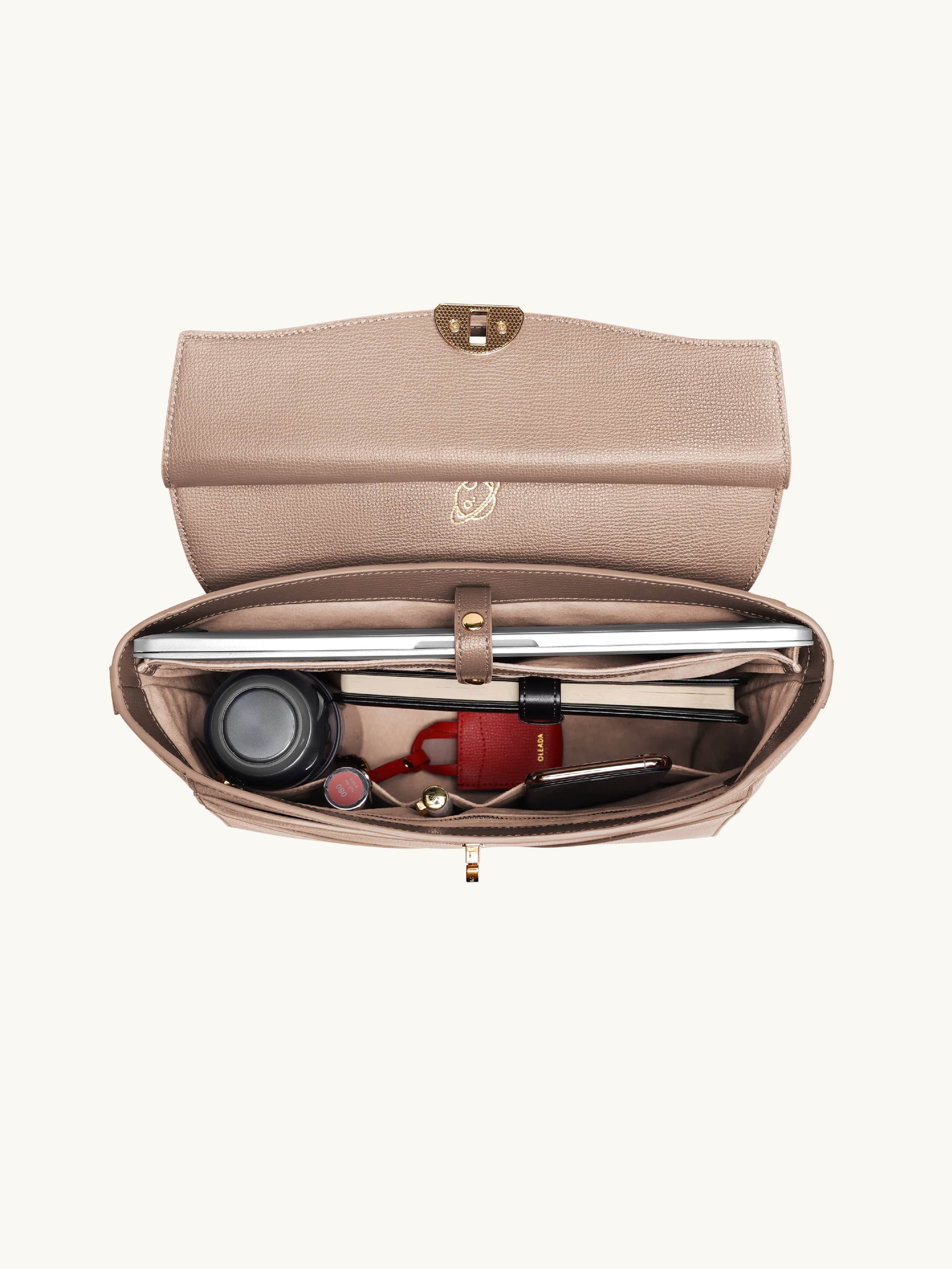 OLEADA Leather Women Work Bag > Convertible To Business Backpack Bag > 14 Inch Laptop Bag > Crossbody Shoulder Bag > Luxury Travel Backpack Wavia Bag Plus Latte (Sample)