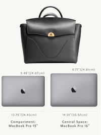 OLEADA Leather Women Work Bag > Convertible To Business Backpack Bag > 14 Inch Laptop Bag > Crossbody Shoulder Bag > Luxury Travel Backpack Wavia Bag Plus Onyx