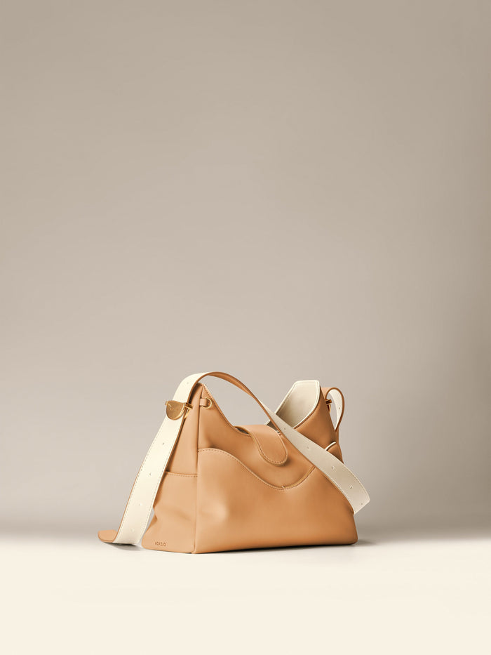 OLEADA Mini Hobo Bag > Women Leather Bag For All Occasions > Compact Capacity Bag > Shoulder Bag > Convertible To Handbag Mini Reverie Hobo Toffee