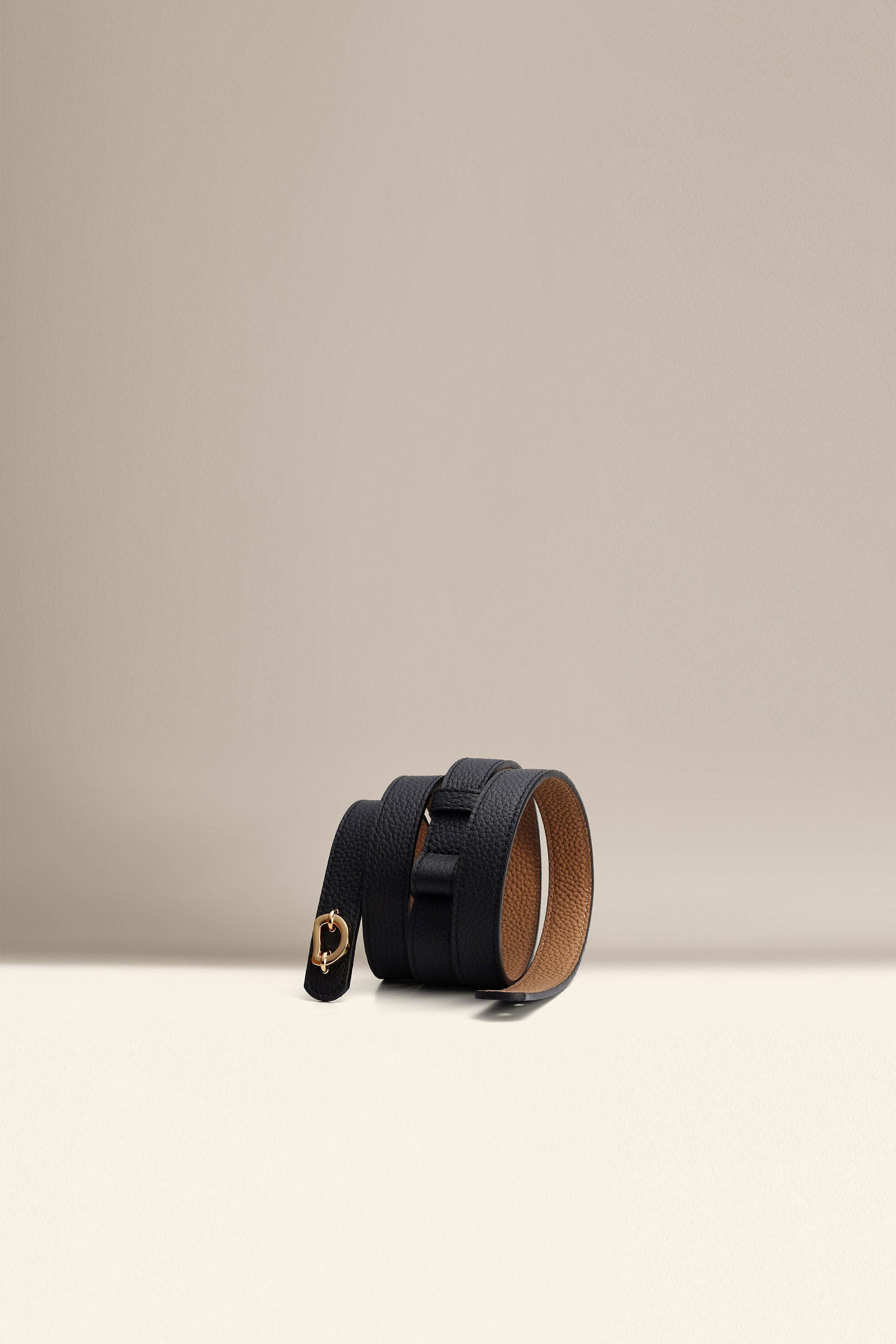 OLEADA NYC Apparel and Accessories > Women > Small Leather Goods > Leather Belt Color_Black Sunrise Reversible Belt