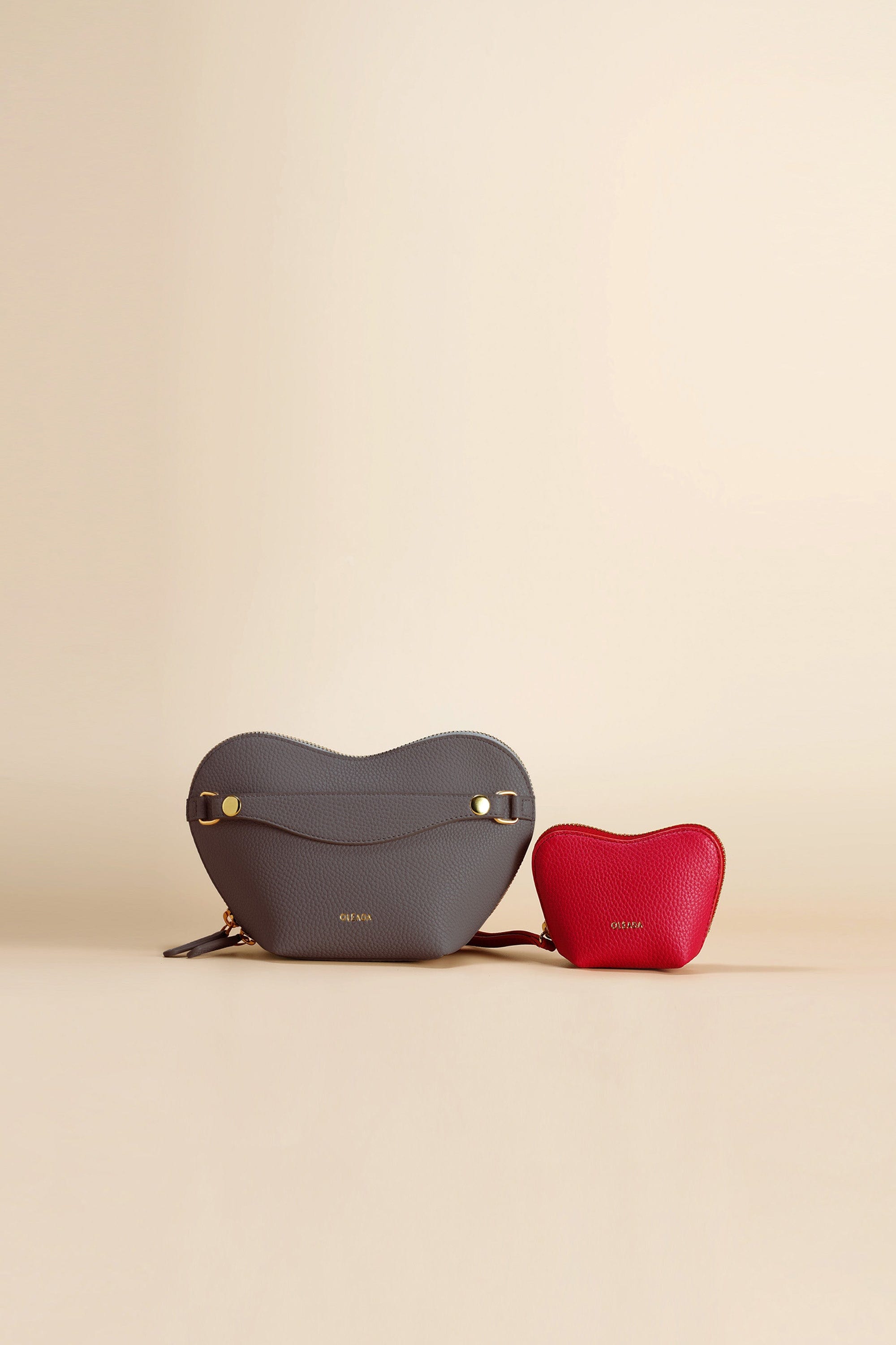OLEADA NYC Apparel and Accessories > Women > Small Leather Goods > Leather Case Color_Ash Le Cœur Set