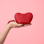 OLEADA NYC Apparel and Accessories > Women > Small Leather Goods > Leather Case Color_Scarlet Mini Le Coeur Pouch