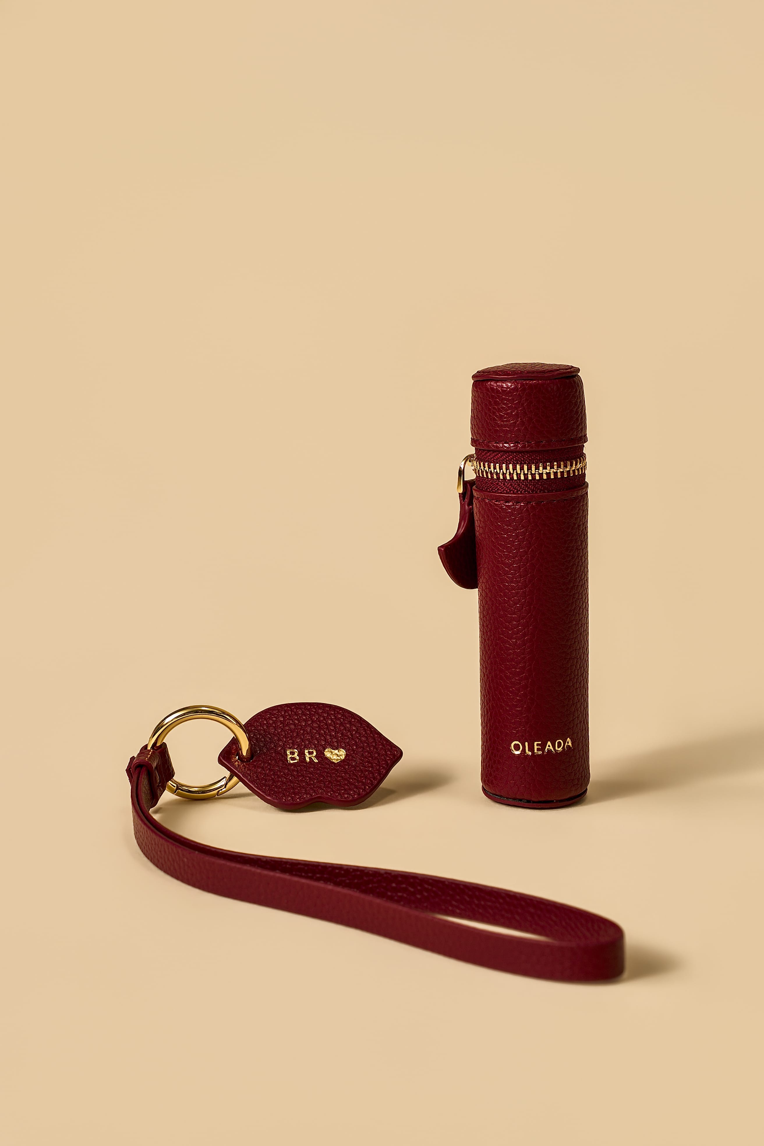 OLEADA NYC Apparel and Accessories > Women > Small Leather Goods > Leather Case Color_Scarlet The Lip Capsule Charm