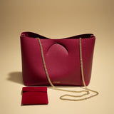 OLEADA NYC Apparel and Accessories > Women > Small Leather Goods > Leather Hand Bag Color_Scarlet Book Tote