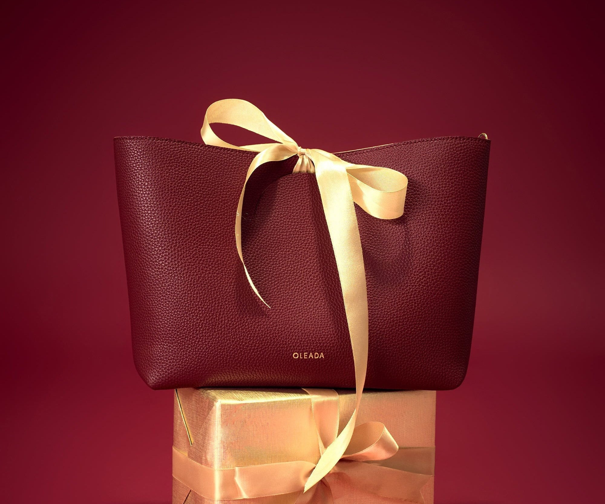 OLEADA NYC Apparel and Accessories > Women > Small Leather Goods > Leather Hand Bag Color_Scarlet Easy Book Tote