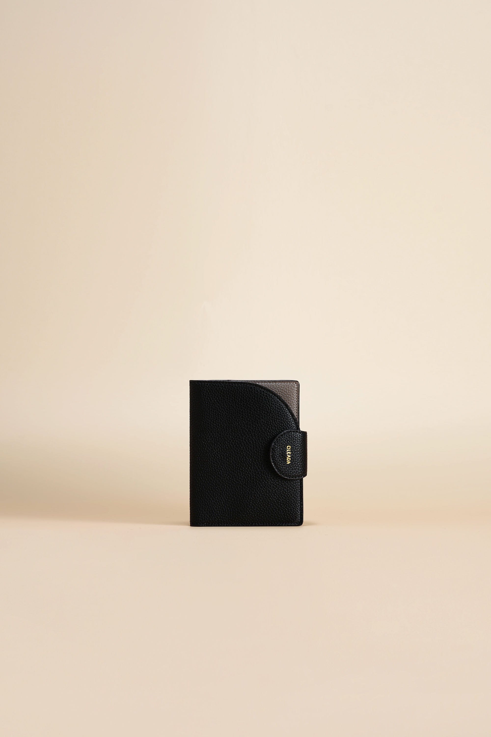 OLEADA NYC Apparel and Accessories > Women > Small Leather Goods > Leather Passport Holder Color_Caviar Jet-set Passport Holder