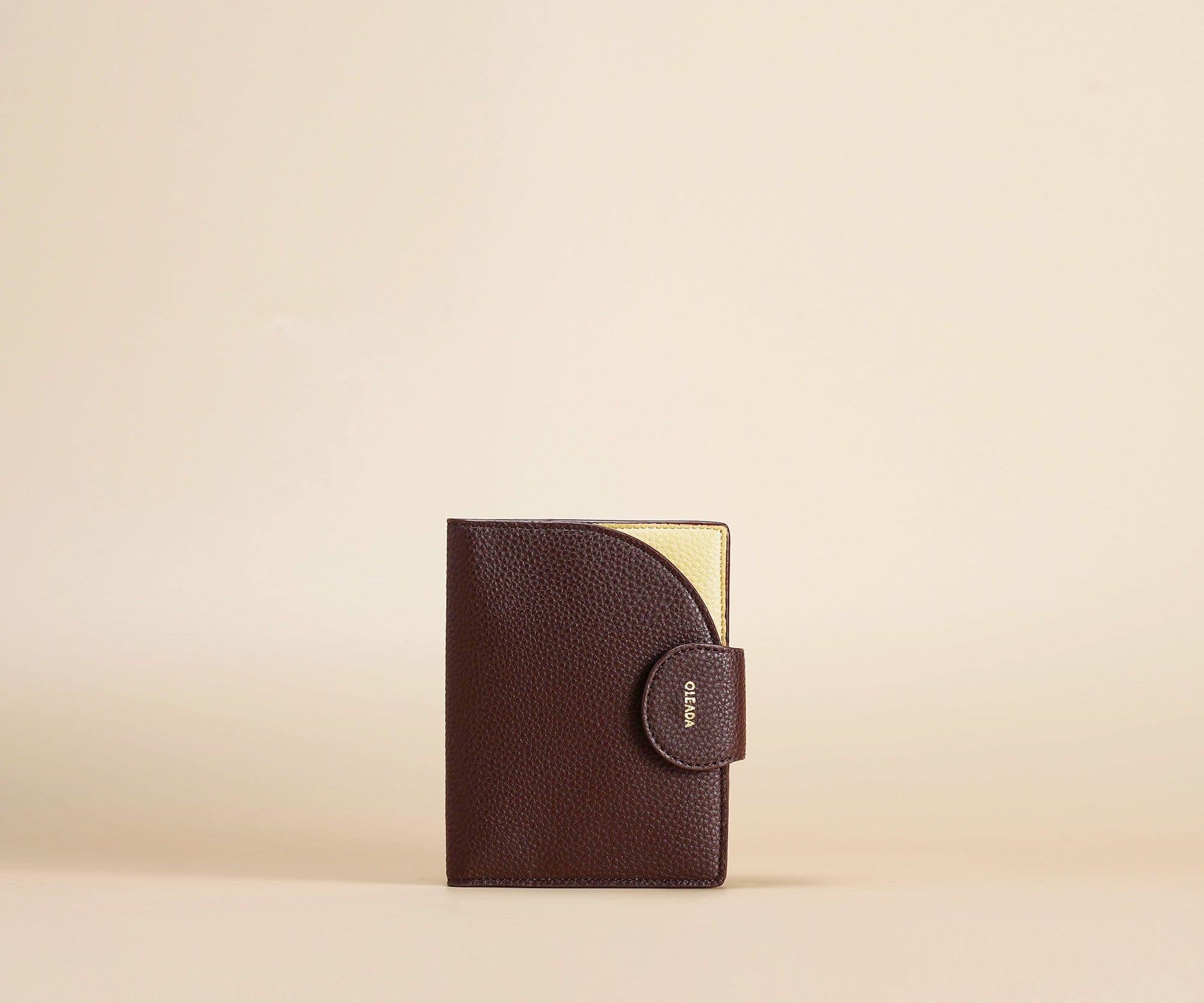 OLEADA NYC Apparel and Accessories > Women > Small Leather Goods > Leather Passport Holder Color_Cocoa Jet-set Passport Holder
