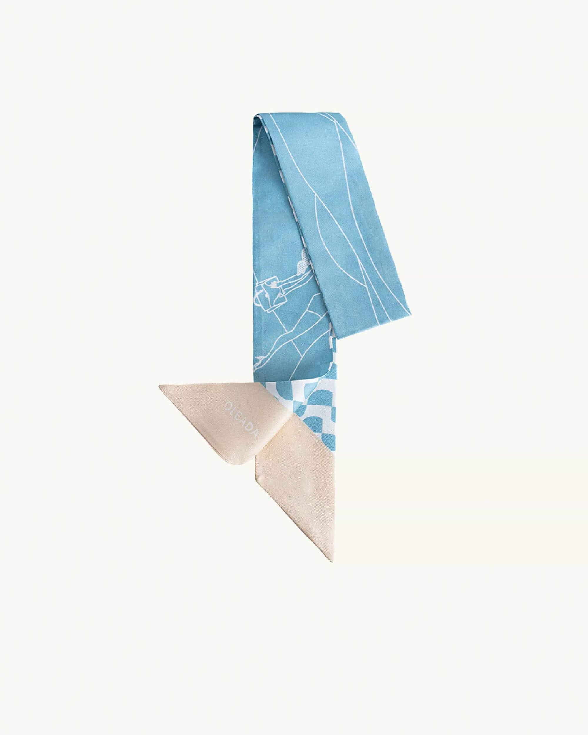 OLEADA NYC Apparel and Accessories > Women > Work Bag > Leather Handbag > Shoulder Bag Color_Porcelain Blue Roman Twilly Scarf