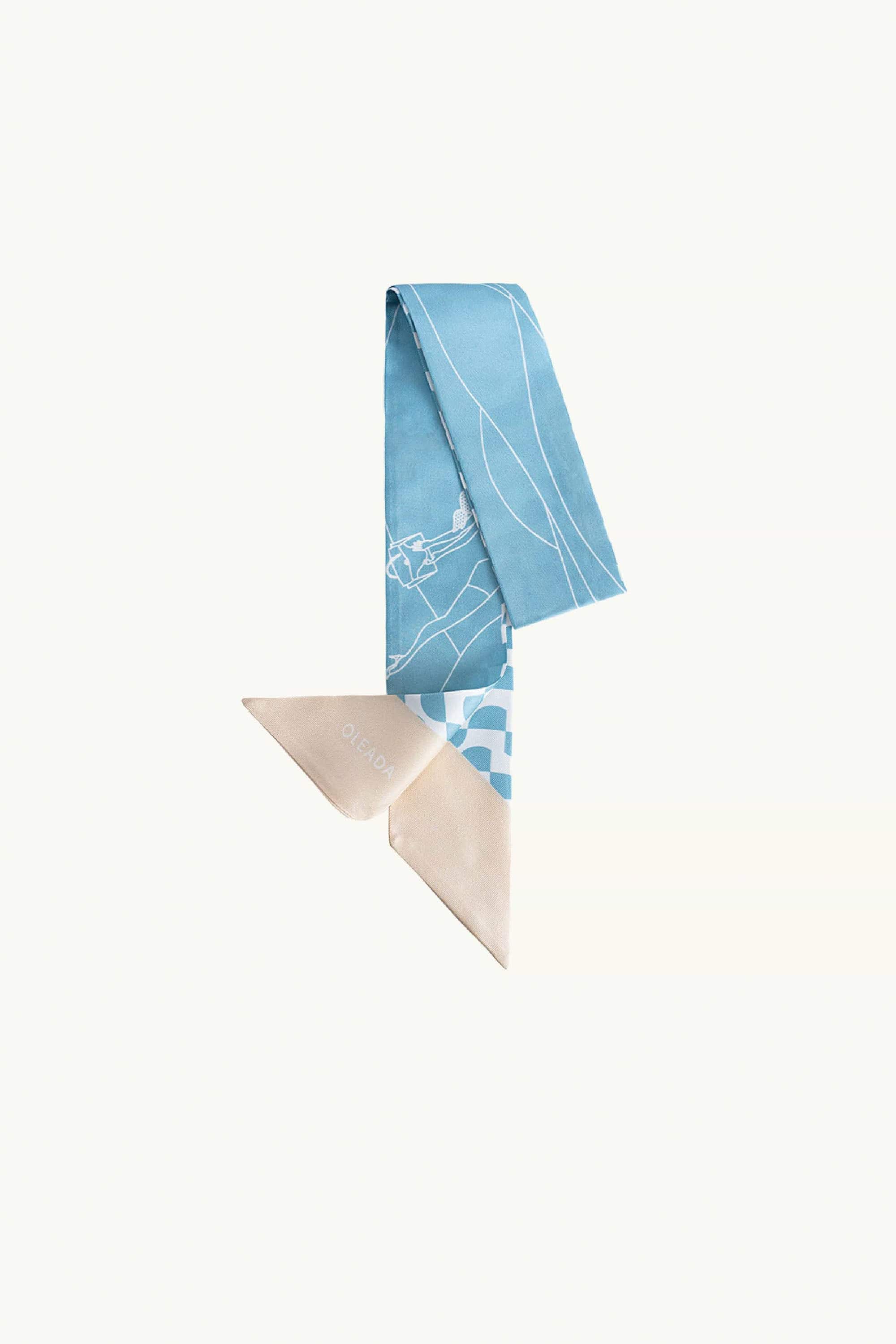 OLEADA NYC Apparel and Accessories > Women > Work Bag > Leather Handbag > Shoulder Bag Color_Porcelain Blue Roman Twilly Scarf