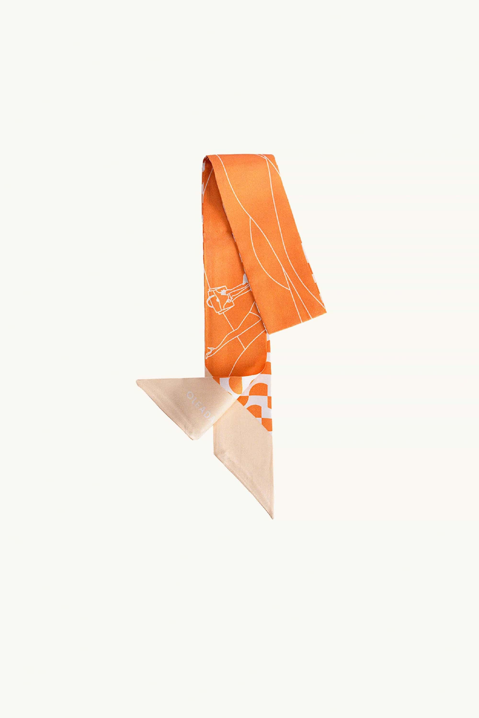 OLEADA NYC Apparel and Accessories > Women > Work Bag > Leather Handbag > Shoulder Bag Color_Tangerine Roman Twilly Scarf