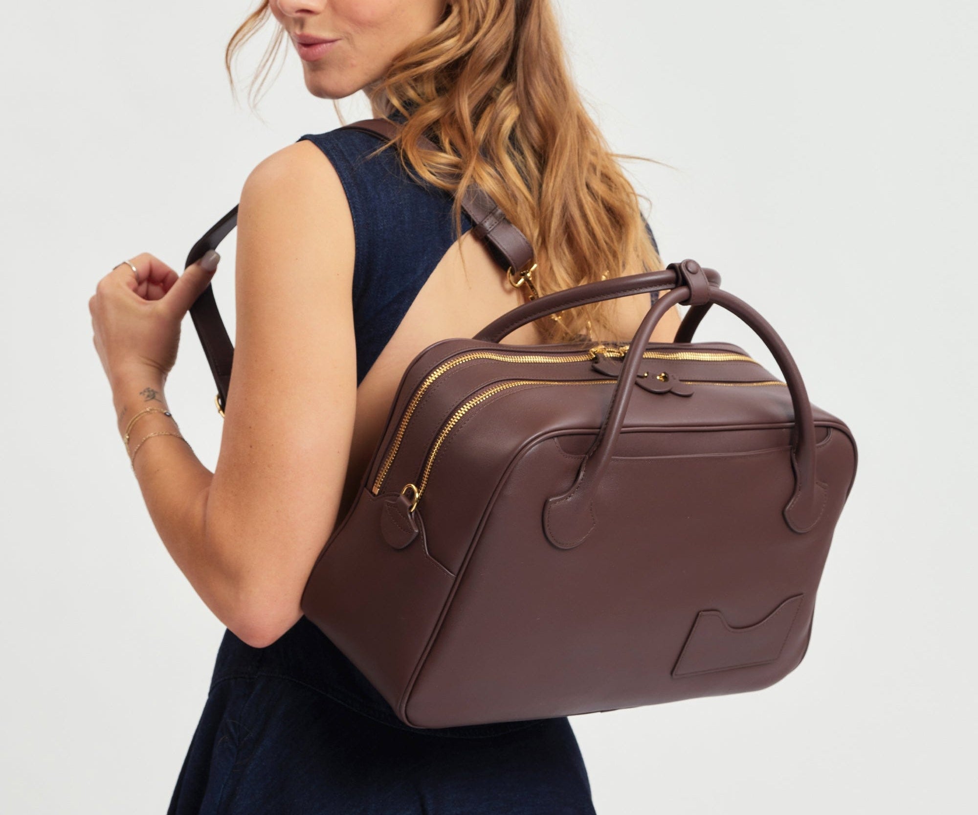 OLEADA NYC Backpack> Leather Backpack For Women > Handbag > Convertible To Shoulder Bag > Fits 14" laptop> Marina Carryall