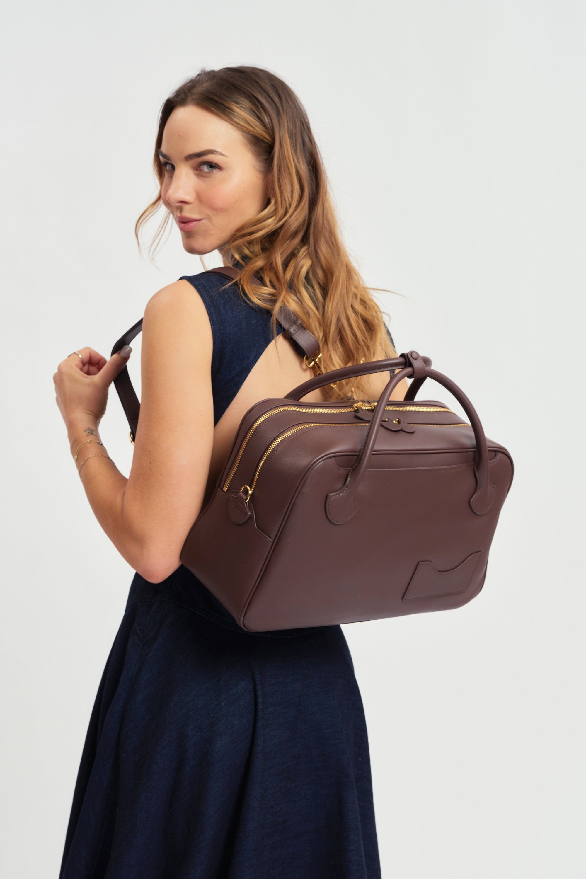 OLEADA NYC Backpack> Leather Backpack For Women > Handbag > Convertible To Shoulder Bag > Fits 14" laptop> Marina Carryall