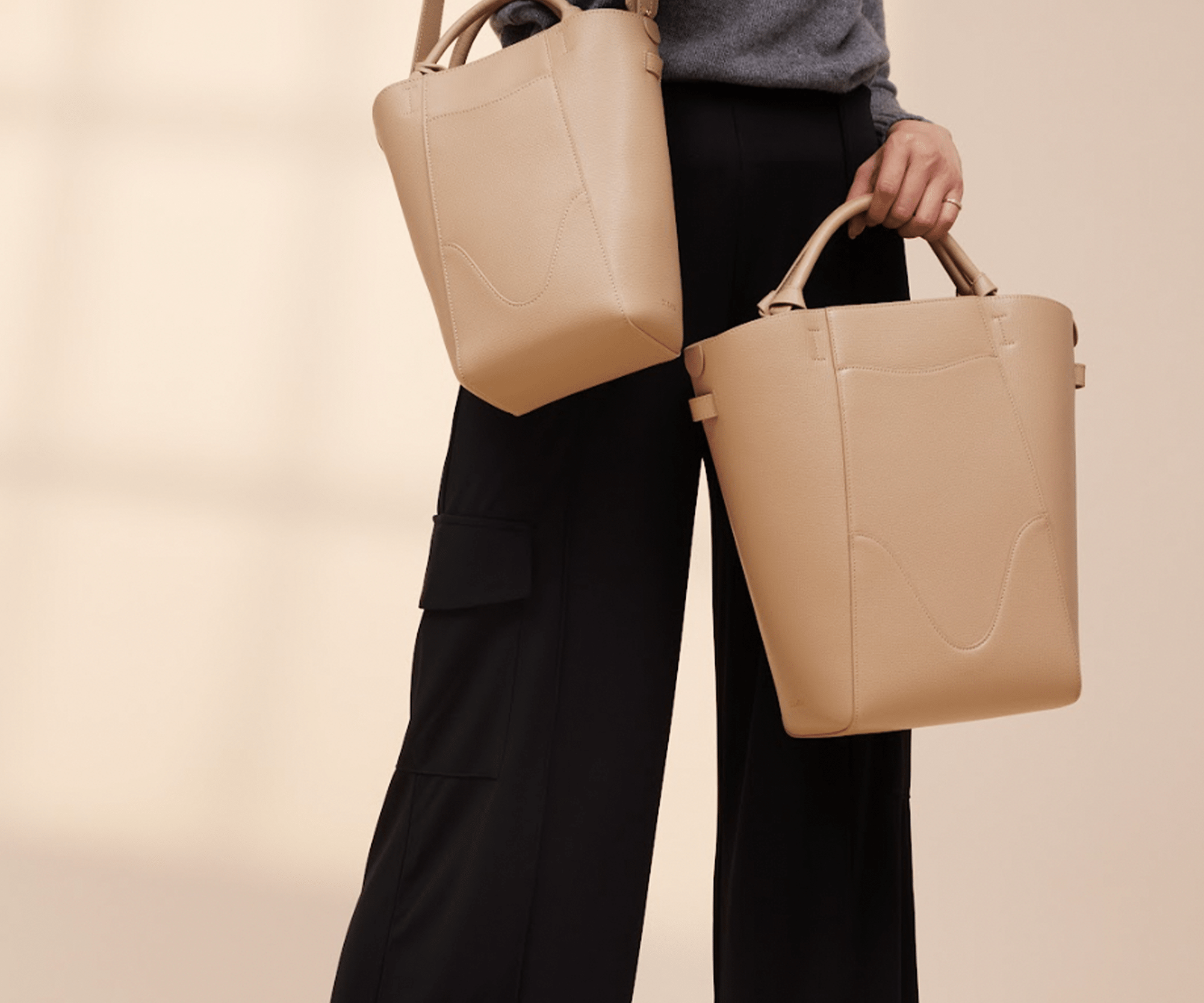 OLEADA NYC Bucket Bag > Leather Tote Bag For Women > Compact Capacity Handbag > Convertible To Shoulder Bag > Tablet-friendly work bag Mini Marina Bucket