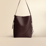 OLEADA NYC Bucket Bag > Leather Tote Bag For Women > Large Capacity Handbag > Convertible To Shoulder Bag > stylish 14 inch laptop bag Color_Chocolate Marina Soft Bucket