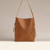 OLEADA NYC Bucket Bag > Leather Tote Bag For Women > Large Capacity Handbag > Convertible To Shoulder Bag > stylish 14 inch laptop bag Color_Cognac Marina Soft Bucket