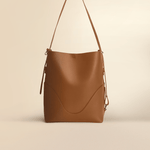 OLEADA NYC Bucket Bag > Leather Tote Bag For Women > Large Capacity Handbag > Convertible To Shoulder Bag > stylish 14 inch laptop bag Color_Cognac Marina Soft Bucket