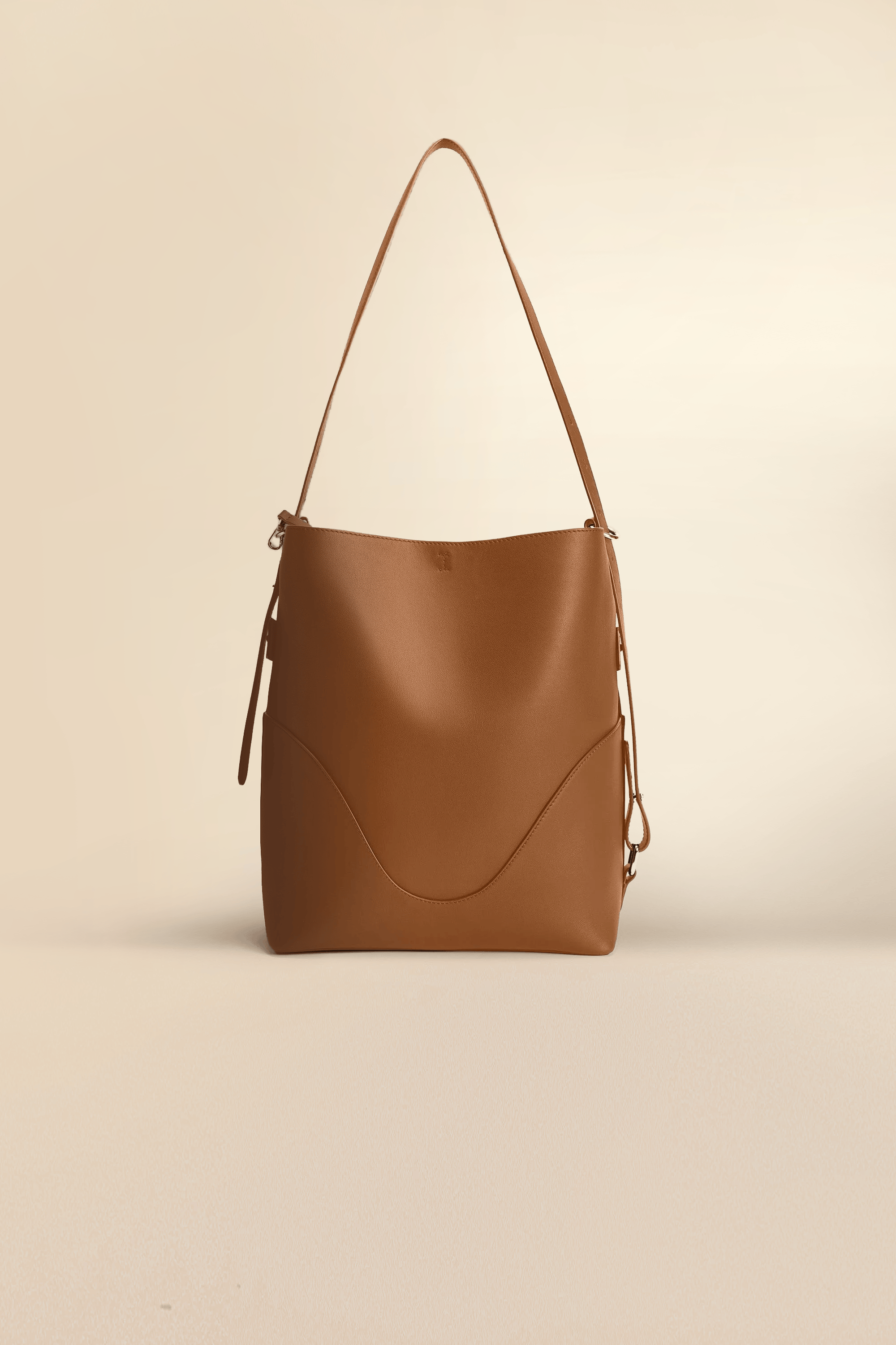 OLEADA NYC Bucket Bag > Leather Tote Bag For Women > Large Capacity Handbag > Convertible To Shoulder Bag > stylish 14 inch laptop bag Color_Cognac Marina Soft Bucket